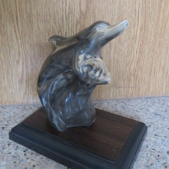 Thorn Canada Dolphin Figurine on Wood Base 6.5" Vintage (K601) - Picture 2 of 10